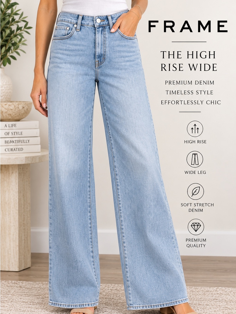 FRAME The High Rise Wide Jeans Size 29 NWT Temper Light Wash Wide Leg Denim - Picture 4 of 11